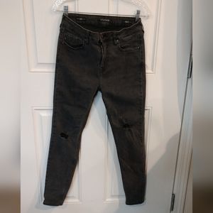 Vigoss Ace Skinny Jeans Woman Size 28 Charcoal Grey Ripped Stretch